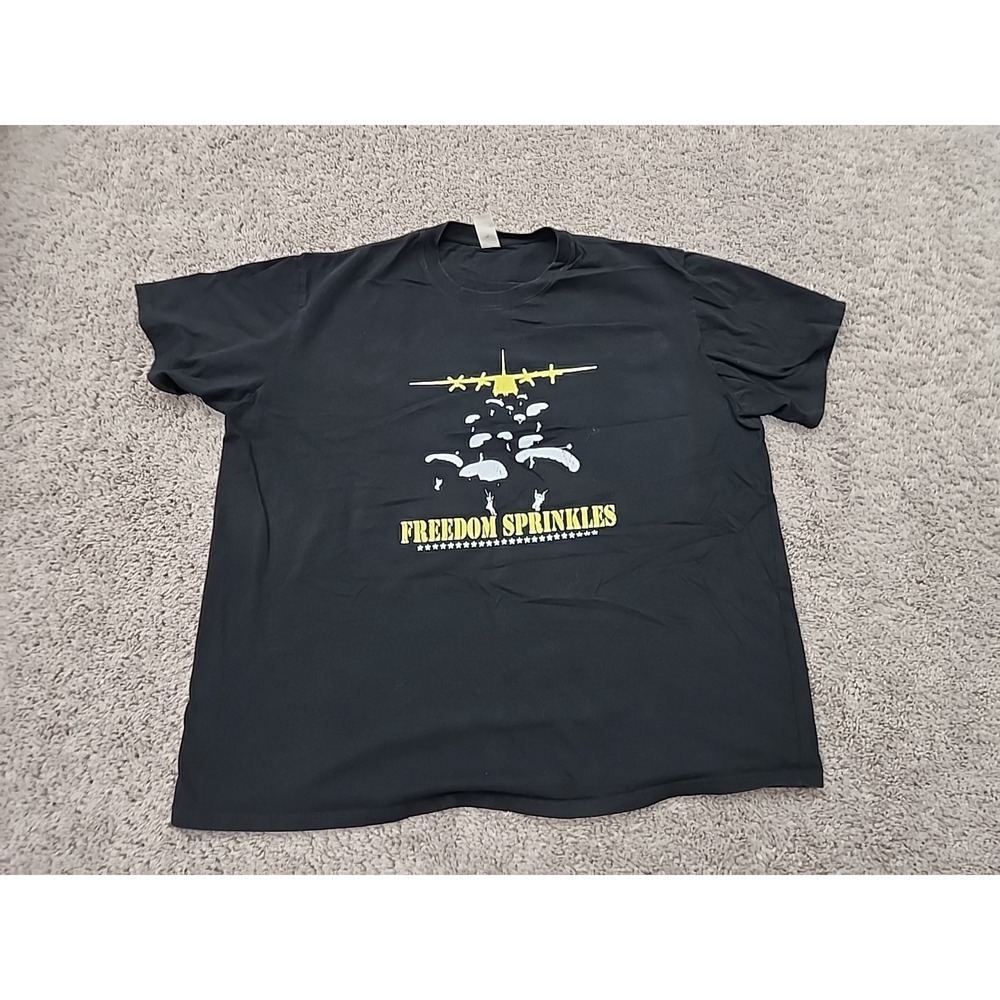 Ganmia T Shirt Mens XXL Black Good Freedom Sprinkles US Army Paratrooper Graphic